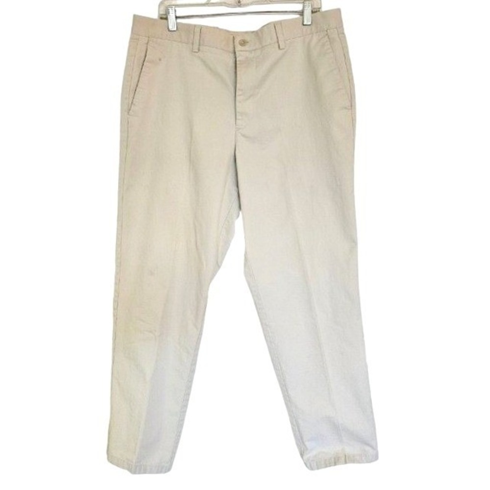 Dockers individual fit Pants Mens 38x32 beige flat‎ front